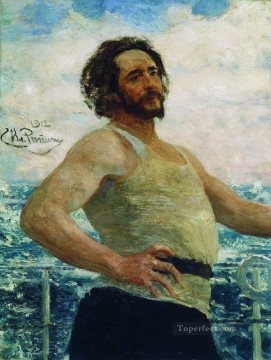  1912 Oil Painting - portrait of writer leonid nikolayevich andreyev on a yacht 1912 Ilya Repin